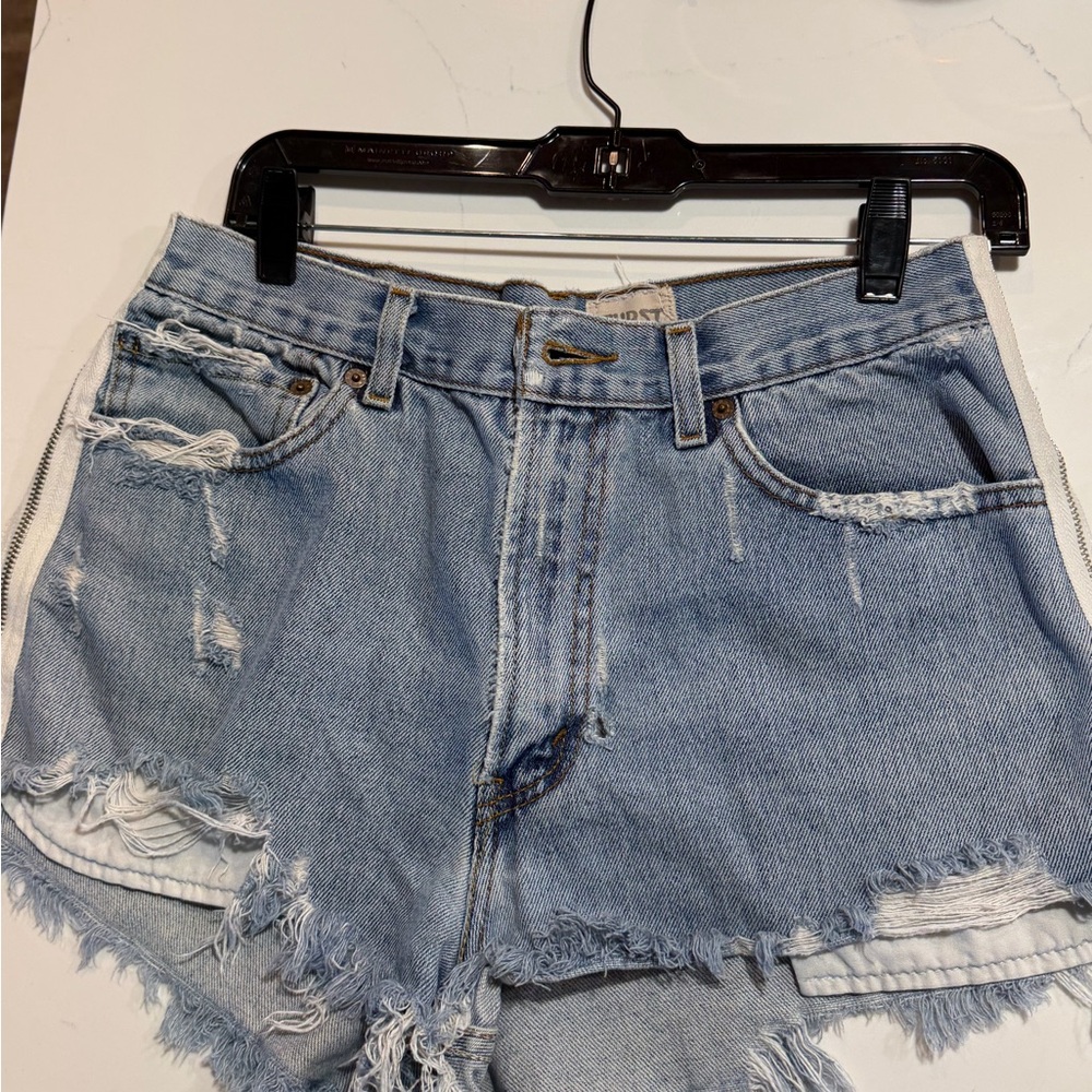 Furst of A Kind Light Blue Distressed Denim Women's Shorts